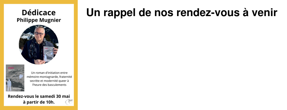Un rappel de nos rendez-vous � venir